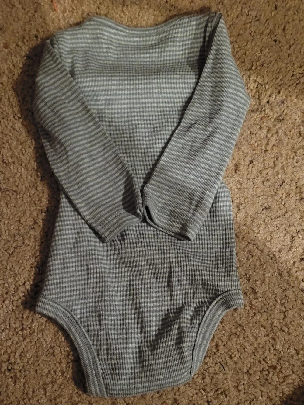 Carter's Long-Sleeve Gray Striped Baby Bodysuit